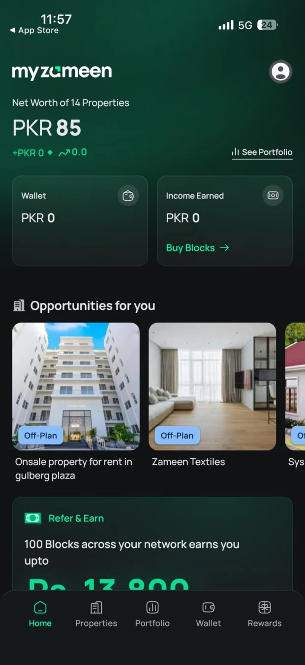 MyZameen — Home screen