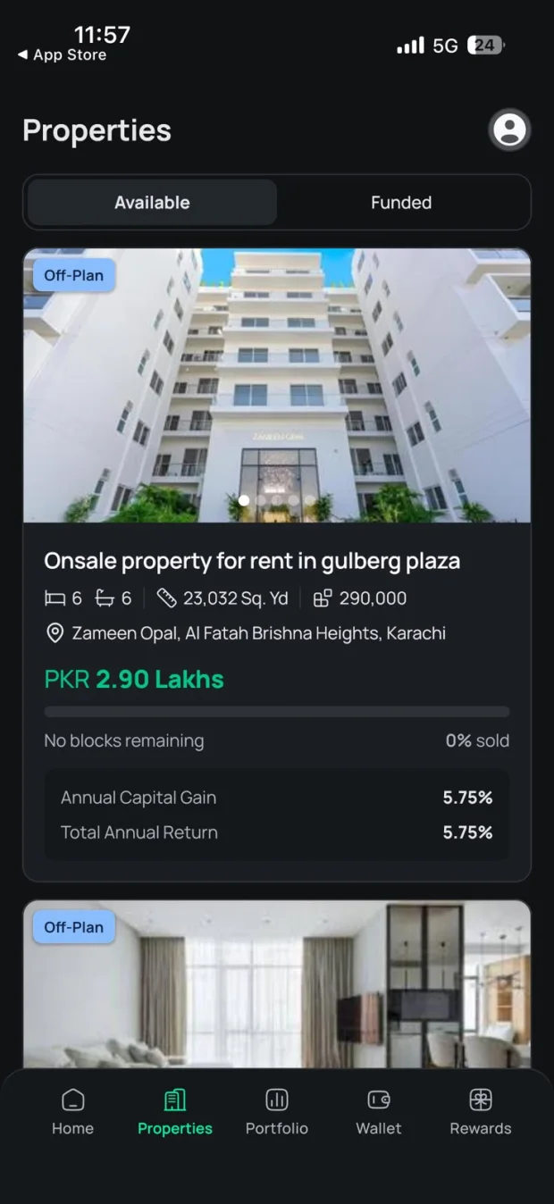 MyZameen — Properties screen