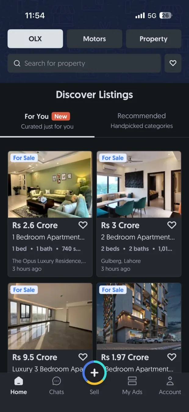OLX Pakistan — Discover screen